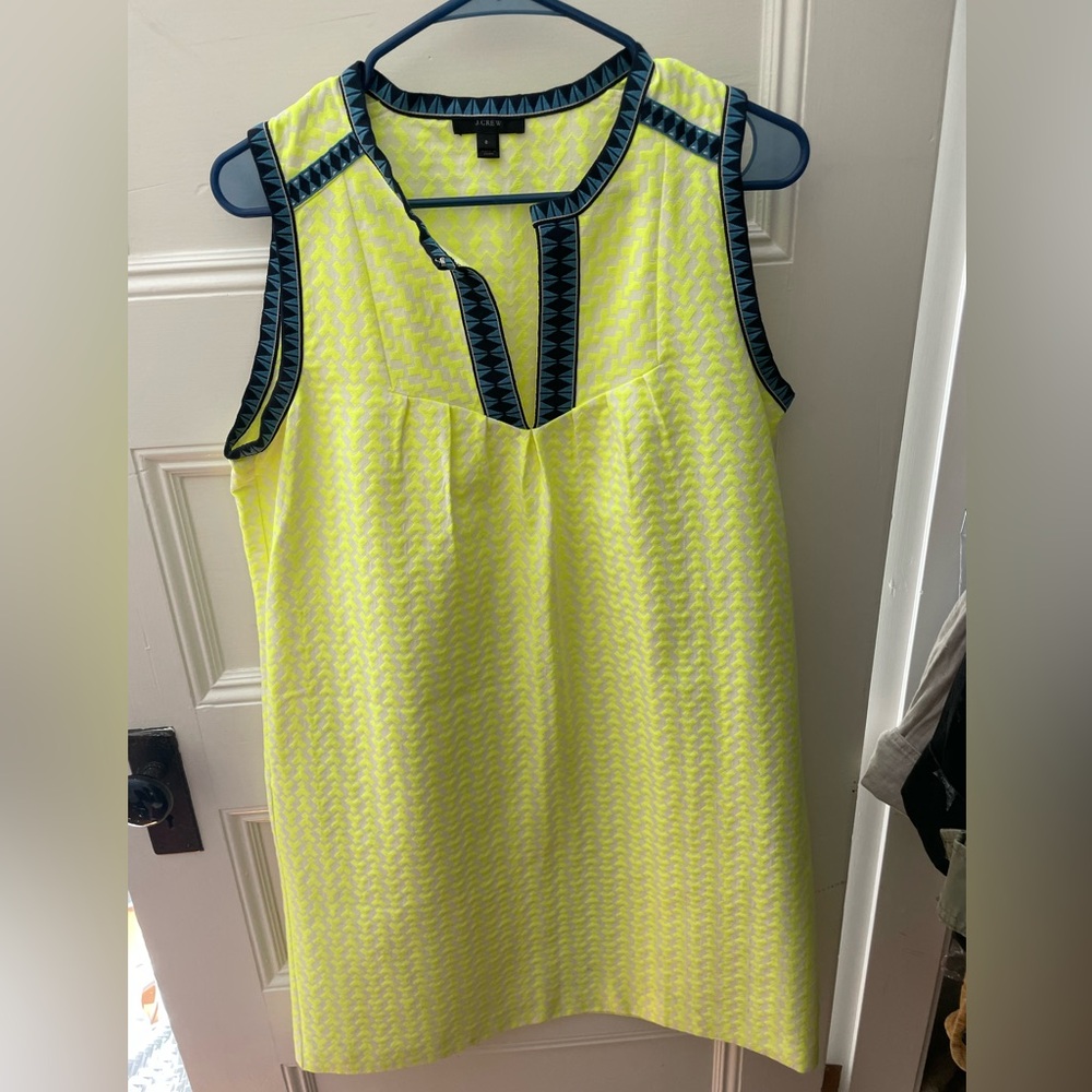 J Crew Yellow Patterned Shift Dress - image 1